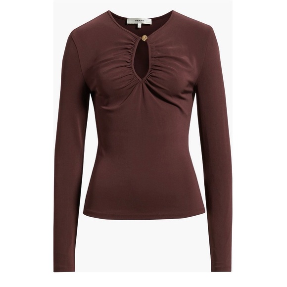 FRAME The Keyhole Matte Jersey Top in Cabernet Size S - Picture 2 of 16